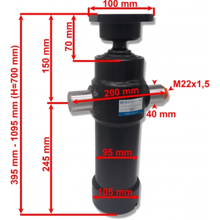 BEZPRZEWODOWY ZESTAW WYWROTU KIPRA 2,5m 700 mm 12V